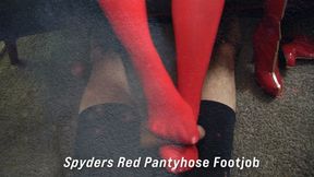 Spyders Red Pantyhose Footjob 04
