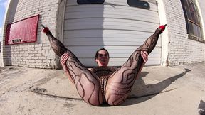 thong leotard - exhibitionist on the docks