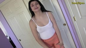 leda lotharia pissing her pants outside bathroom