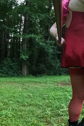 Raw Unedited Crossdresser in Lingerie Outside