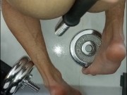 CUTE SUMISA SE MASTURBA EL CULO EN LENCERIA EN EL GYM,CASI LO DESCUBREN