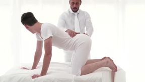 Freckled twink fucks doggystyle with big dicked elder