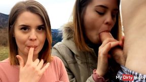 Naive teen engulfs raw outdoor cum, sloppy mouth-banged for MyDirtyHobby's delight