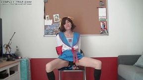 Crossdress cosplay Haruhi pleasure chair