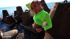 Blonde Sucking Dick Stranger by the Sea POV