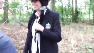 UK cougar schoolie forest blowjob