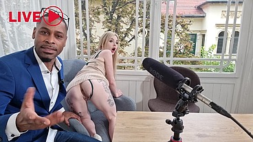 Sex Crazed Adult Influencer Gets Slammed DP Style While Filming A Live Podcast GP3346