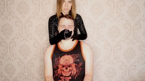 Girlfriend smothers (hand over mouth)