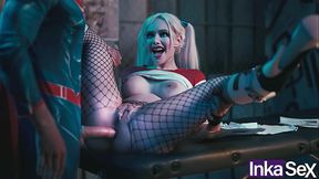Superman destroys Harley Quinn's anus and gives her an anal creampie
