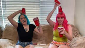 Bea and Lizzy go head to head, stacking cups and stripping