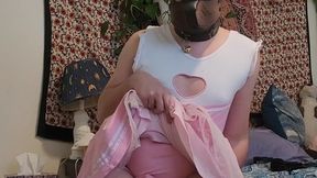 SubbyPuppy femboy cheerleader sitting on the dildo chair