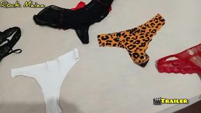 cuckold shows off his wife trying on and showing off in panties
