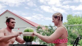 goddess chick Explodes Watermelons into a Bikini
