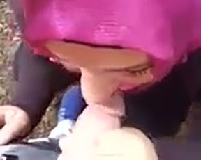 This Turkish whore is brave enough to suck a dick in public