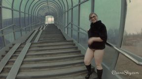 Butt plugged slut in an overpass