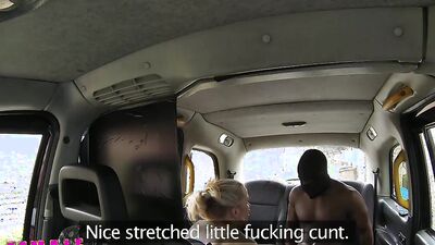 Rebecca More is riding her customer's BBC inside the cab