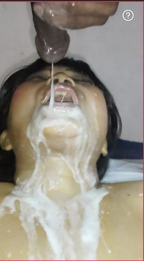 Close-Up Mouth Fucked Rough as He Fills My Little Mouth with Every Drop