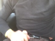 Wanking behind the wheel! Car jerking and cumming!