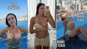 Public Bikini Tease, Tits Cleavage, Feet, Tits Flash
