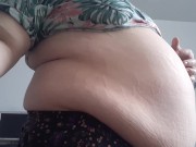 Quick bbw beer chug (belly play with bloated belly)