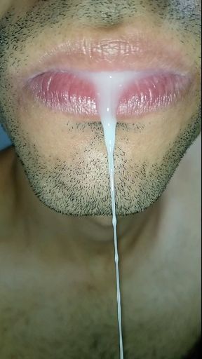 Cum in My Mouth, Play with Your Cum, and Swallow It, Close-up, Naughty Gay, Tongue, Sloopy