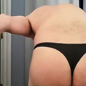 Sissy Brianna self spanking in a black thong