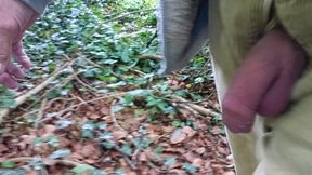 Big Uncut Cock Out Walking, Pissing, Wanking in the Woods Wearing Cords - Rockard Daddy