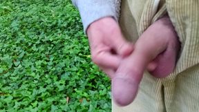 Big Uncut Cock Out Walking, Pissing, Wanking in the Woods Wearing Cords - Rockard Daddy