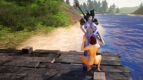 futa draenei fucks a girl s ass next to a lake - warcraft porn parody