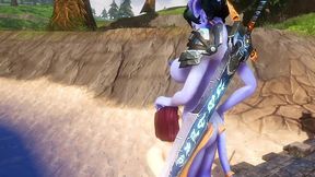 futa draenei fucks a girl s ass next to a lake - warcraft porn parody