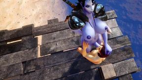 futa draenei fucks a girl s ass next to a lake - warcraft porn parody