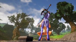 futa draenei fucks a girl s ass next to a lake - warcraft porn parody
