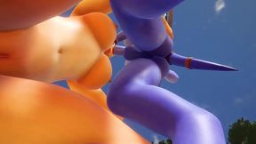 futa draenei fucks a girl s ass next to a lake - warcraft porn parody