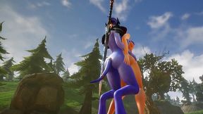 futa draenei fucks a girl s ass next to a lake - warcraft porn parody