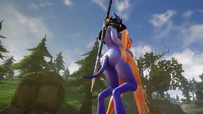 futa draenei fucks a girl s ass next to a lake - warcraft porn parody