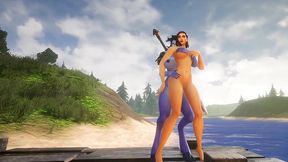 futa draenei fucks a girl s ass next to a lake - warcraft porn parody