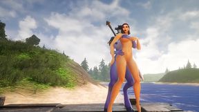 futa draenei fucks a girl s ass next to a lake - warcraft porn parody