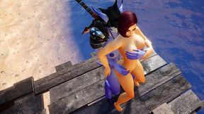 futa draenei fucks a girl s ass next to a lake - warcraft porn parody