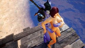 futa draenei fucks a girl s ass next to a lake - warcraft porn parody