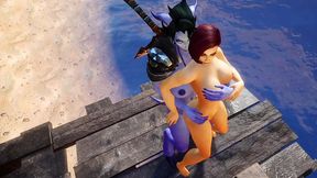 futa draenei fucks a girl s ass next to a lake - warcraft porn parody