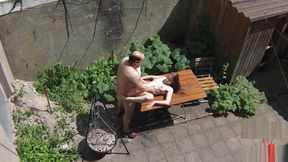 filming teen 18+ bitch fucking with old janitors on the terrace