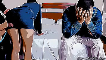 Japanese cartoon wife gets fucked by boss while hubby watches