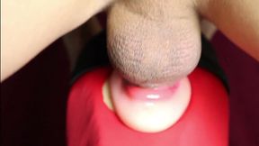 Intense, sloppy, deepthroat blowjob action, pulsing cocks thrusting into eager, saliva-drenched mouths