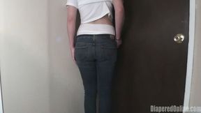 Raelyn: Corner Time, Diaper Leaks into Jeans