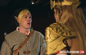 Blonde Tempts with Passion in a Wild Outdoor Cosplay Fantasy Scene