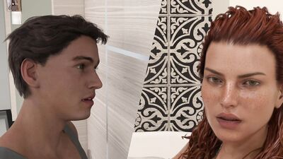 My Stepbrother's Wife #33 While sharing the bathroom with John, Jennifer masturbated