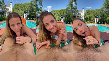POV Blowjob by the Pool
