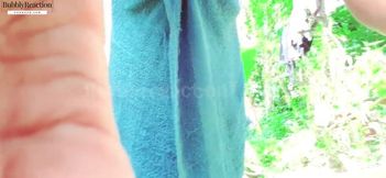 Exotic Beauty Enjoys a Refreshing Outdoor Bathing Experience