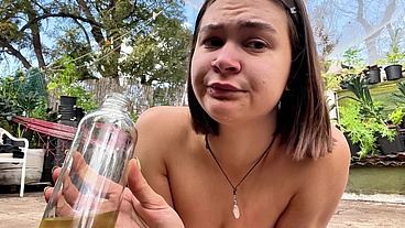 Kinky Mary Pees in a Bottle Outdoors and Drinks It