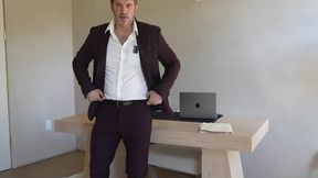 Office Boss Solo Jerking My Cock with Huge Cumshot